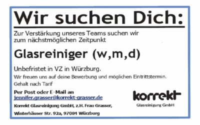 Glasreiniger (w/m/d) in Vollzeit gesucht